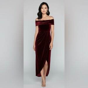 BHLDN Dress X Anthropologie Edison Size 4 Velvet Off‎ The Shoulder Sophisticated